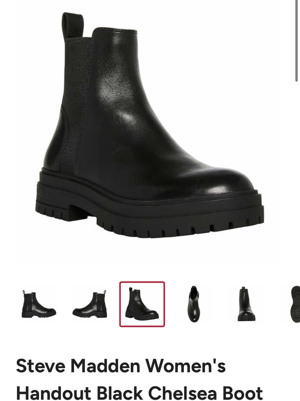 Steve Madden Black Lug Chelsea Boot